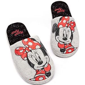 Disney Minnie Mouse Slippers Womens Slip-on Grey House Shoes 38-39 EU