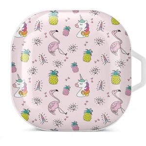 Eenhoorn Flamingo Ananas Oordopjes Hoesje Compatibel met Samsung Hard Shell Beschermhoes Wit-Stijl