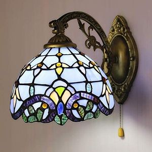 Tiffany Stijl Wandlamp Met Glazen Lampenkap, Verlichting, Vintage Wandlamp, Ketting Wandlamp 1 Barok Nachtlamp