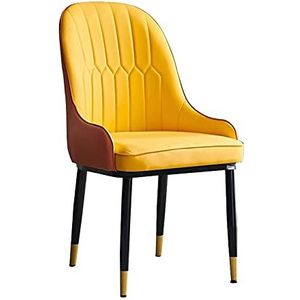 GEIRONV PU Lederen eetkamerstoelen, Moderne eenvoudige hotel lounge stoel voor woonkamer slaapkamer keuken receptie stoel 1 stuks Eetstoelen (Color : Yellow)