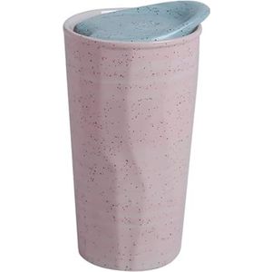 cups Klassieke dubbele keramische mok met deksel Eenvoudige keramische theekopje mokset Geïsoleerde handige beker for koude/warme dranken - 350ML - 3 kleuren koffie (Color : Blue)