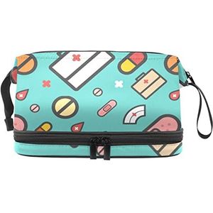 Multifunctionele opslag reizen cosmetische tas met handvat,Grote capaciteit reizen cosmetische tas,medicijnkastpillen, Meerkleurig, 27x15x14 cm/10.6x5.9x5.5 in