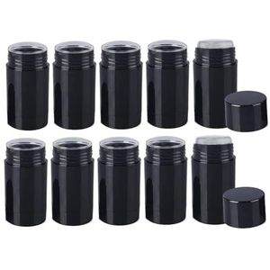10 stuks ronde lege deodorantcontainers plastic Twist-up deodorantflessen navulbare lippenbalsem buizen voor doe-het-zelf deodorant lippenbalsem lippenstift gemakkelijk te vullen (75 ml, zwart)