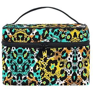 Luipaard kleurrijke dierenprint cosmetische tas organizer rits make-up tassen zakje toilettas voor meisjes vrouwen