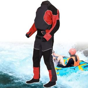 Kajak Droogpak Voor Heren in Koud Water, Kajakuitrusting, Peddel Droogpak 3-Laags Ademend Waterdicht Voor Peddelen, Snorkelen, Waterdicht,Red-3XL