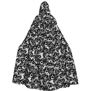 WURTON Unisex Hooded Mantel Voor Mannen & Vrouwen, Carnaval Thema Party Decor Zwart En Wit Menselijke Schedel Print Hooded Mantel