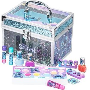 Stitch Train Case Beauty Set, Kindermake-upset voor meisjes, Echte afwasbare make-upset, Speelmake-up, Feestgunst, Verjaardag, Leeftijden 3 4 5 6 7 8 9 10 11 12 door Townley Girl