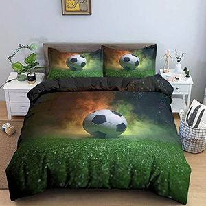 Dekbedovertrek 200x200,Voetbal Dekbedovertrek Sport Voetbal Print Beddengoed Set Tieners Jongens Funky Dekbed Set Enkele Dubbele Kingsize Groen Decoratief,Dubbel
