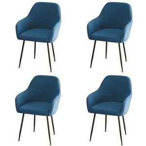 Lzyjck Moderne Eetkamerstoelhoes Fauteuilhoes Zachte Fluwelen Eetkamerstoelhoezen Stretch Gebogen Rugleuning Stoelhoezen Met Armleuning Voor Slaapkamerfeesthotel,Royal blue,4pcs