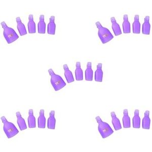 5 set 5 Stuks Plastic Voet Teen Nail Remover Nail Art Soak Off Cap Clip UV Gel Polish Remover Wrap Tool Sets, Paars