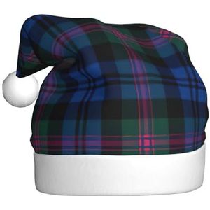 ENVEED Blauwe en groene Schotse Tartan Vakantie Decoratie Hoed - Volwassen Pluche Kerstmuts, De Perfecte Kerst Decoratieve Hoed