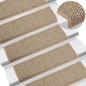 Trapmatten Zelfklevend Sisal-Look 15 stuks 65x21x4 cm Donkerbeige