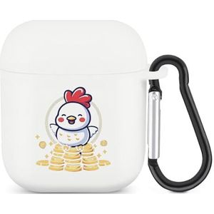 Chickens Lay Dollars Leuke Case voor AirPods 2&1 Schokbestendige Beschermende Hoofdtelefoon Gevallen Cover Met Sleutelhanger voor Mannen Vrouwen