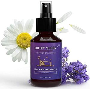 QUIET SLEEP Etherische Olie Spray - Goede Nachtrust Pillow Mist, Lavendelolie voor Hoofdkussens, Anti Stress Geurolie Slaapspray helpt inslapen, Rustgevend Lavendel, Deep Sleep Pillow Spray - 100 ml