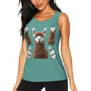 OAZCVBNN Alpaca Lama Print Hot Zomer Mouwloze Tops Atletische Tank Tops Gym Actieve Levensstijl Casual Uitjes, Zwart, S
