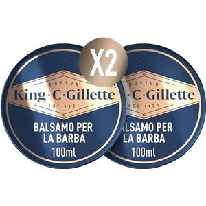 King C. Gillette Baardbalsem voor heren, 2 verpakkingen van 100 ml, te gebruiken met of zonder uitspoelen met cacaoboter, cadeau-idee voor heren, professionele set