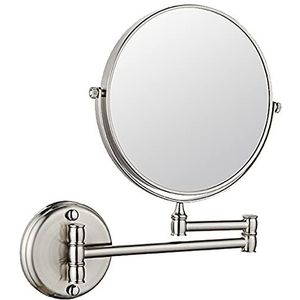 JPKZBCRGM Make-up spiegel voor wandmontage, scheerspiegel met vergroting 360° draaibaar, 8 inch (20,3 cm), badkamerspiegel met inklapbare uittrekbare zwenkarm (kleur: messing, maat: 5x)