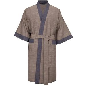 Revise RE-516 Kimono voor heren, ochtendjas, 100% katoen, premium kwaliteit, Bruin, M/L