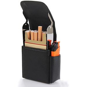 Ein Herz Sigarettenbox van siliconen, sigarettenetui leer met aanstekerhouder, zwart sigarettendoosje, sigarettenhoes, magneetsluiting, voor dames en heren, kan 20 sigaretten bevatten