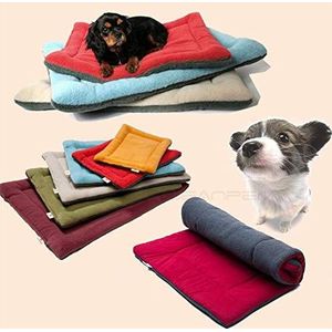 SeaNpem Huisdier Hond Crate Mat & Nap Pad, Zacht Warm Slaapmat, Huisdier Slaap Bed Kussen, Puppy Kitty Wasbare Nap Comfy Fleece Huisdier Matress Crate Bed voor Huisdier Huis Vloeren Kennels Kooi Crate Bed, M, Rode Wijn