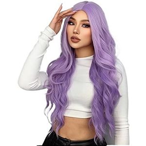DieffematicJF Pruik Purple Synthetic Wigs For Women Long Party Colorful Wig Hair Heat Resistant
