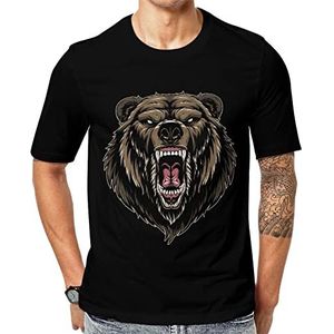 Ferocious Grizzly Bear T-shirt voor heren met korte mouwen en ronde hals print casual T-shirt XL