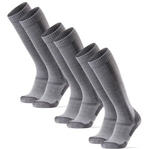 DANISH ENDURANCE Wandelsokken met Merino Wol, Kniehoogte, Warme Wintersokken, voor Dames & Heren, 1 of 3 Paar Lichtgrijs 43-47