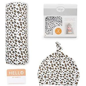 Lulujo Hello World Swaddle & Hat - Leopard