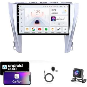 9 Inch Autoradio Compatibel voor Toyota Camry 2014-2017 met GPS Navigatie CarPlay Android Auto Acht-Core 4G Bluetooth WiFi MirrorLink Stuurwiel Afstandsbediening(T6 8 Core 4G+Wifi 8G+128G)