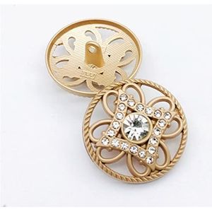 Button， Knopen Naaien Crafts， 10 stuks luxe metalen strass knoppen for kleding holle bloemknoppen for jas naaibenodigdheden(15mm)