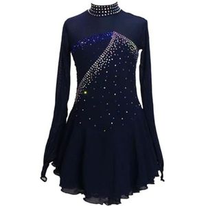Blauw,11/13,PONNYC Handgemaakte Schaats Kostuums Meisjes Mesh Splice Kunstschaatsjurk Gymnastiek Kleding Voor Teamsporten Glanzende Buiten Sport Kleding Met Strass