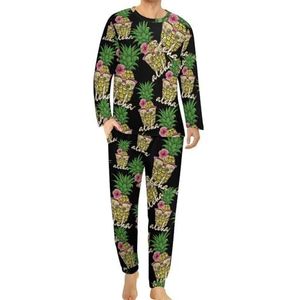 Aloha Ananasbril heren pyjama set lounge wear lange mouwen top en broekje 2-delig nachtkleding