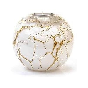 Mini urn Waxinelichthouder - Wit met Bladgoud 14cm - Huisdier Urn - Kat Urn - Hond urn – Urn voor as – Urn – Mini urn – Kleine urn…