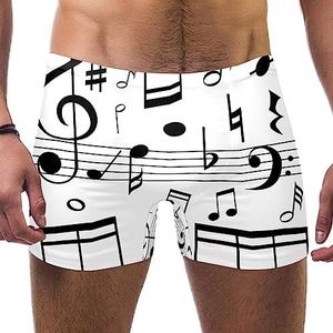 Heren Zwembroek Muziek Notes on Line Weegschalen Vierkante Been Zwembroek Stretch Badmode Atletisch Badpak, Meerkleurig, 3XL