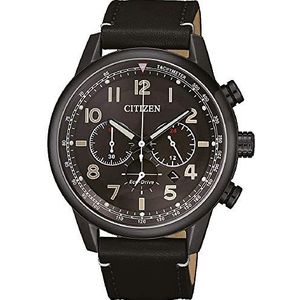 Citizen Heren analoog Eco-Drive horloge met lederen armband CA4425-28E, zwart, Riemen.