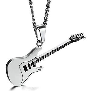 BlackAmazement Ketting met hanger 316L roestvrij staal elektrische gitaar gitaar gitaar 600mm 3mm halsketting zilver goud zwart dames heren