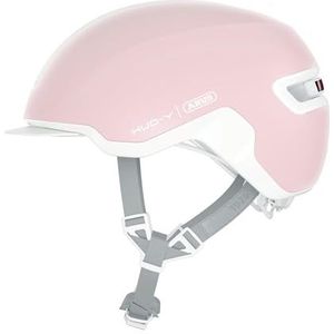 ABUS Urban Helm HUD-Y - met magnetisch, oplaadbaar LED-achterlicht & kliksluiting - coole fietshelm voor dagelijks gebruik - voor mannen en vrouwen - puur roze, maat L