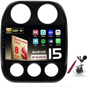 Android 15 Autoradio Sat Navi voor J-eep Compass Patriot (2010-2016) 9 Inch Touchscreen Multimedia Speler met Draadloze Carplay GPS Navigatie FM RDS Bluetooth 5G-WiFi SWC DSP,M100s