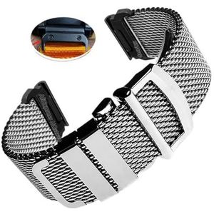 Milanese Horlogeband geschikt for Garmin Tactix 7Pro Fenix ​​7X 6X 7 5 6 Pro 5X 3HR Metalen Armband geschikt for Garmin Band 22mm 26mm (Color : Silver-Black New, Size : For Garmin 22mm)