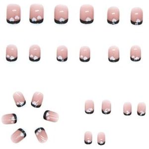 Nageltips Druk op kunstnagelset Volledige dekking Kunstmatige korte vierkante kop Vingernagels 24 stks/verpakking