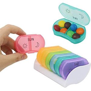 Pillendoosje Weekplanner AM/PM 7 dagen Dagelijks Kleine pillen Dispensers Medicijnorganisator voor vitamines, supplementen en medicatie 2 keer per dag