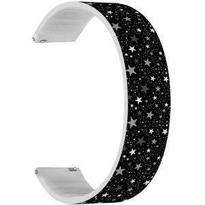 RYANUKA Solo Loop band compatibel met Ticwatch E3, C2 / C2+ (Onyx & Platina), GTH/GTH Pro (White Stars On) Quick-Release 20 mm rekbare siliconen band band accessoire, Siliconen, Geen edelsteen