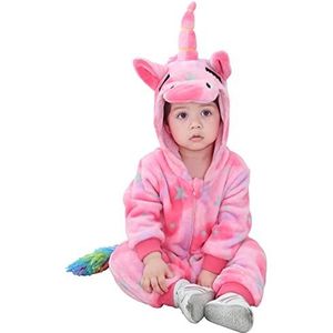 Doladola Baby Jongens Meisjes Flanel Dier Hooded Eenhoorn Rompertjes Peuters Jumpsuits Baby Outfit(ster eenhoorn,12-18 maanden)