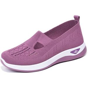 kumosaga Geweven orthopedische, ademende zachte damesschoenen, instapsneakers met steunzool, comfortabele casual wandelschoenen for dames (Color : Purple, Size : EU39)
