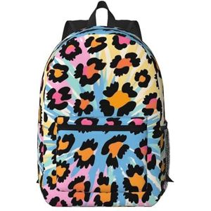 Zelinge Cartoon Cactus Beige Casual Rugzak Casual Dagrugzak Voor 13-Inch Laptop Wandelen Rugzakken, Psychedelische luipaardprint, One Size, Reizen Rugzakken