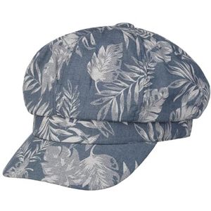 Lipodo Allover Leaves Newsboy Pet Dames - baker boy cap visor muts met klep voor Lente/Zomer - S (55-56 cm) denim