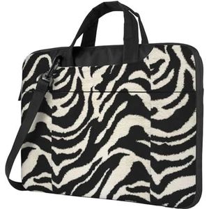 CXPDD Zebra Laptoptas met dierenprint, veelzijdige laptoptas voor dames en heren, laptoptas, Zwart, 14 inch