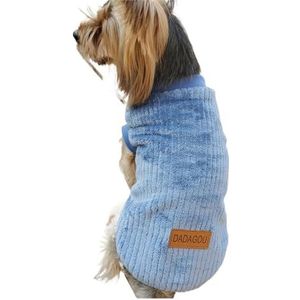 Huisdierenkleding Fluwelen trui Warm vest Mode Kattenjas Kleine hondenjas Pure kleur Trui Chihuahua Yorkshire Bulldog Lente (Color : Blue, Size : L)
