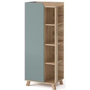 Vicco Midi-kast Karen, Sonoma/blauw-grijs, 50 x 128 cm met deur en open vakken