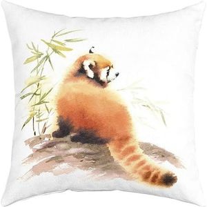 Set van 2 kussenslopen zachte kussensloop funky kussensloop voor slaapkamer bank bank stoel 45 x 45 cm wasbeer rode panda dier wilde stijl
